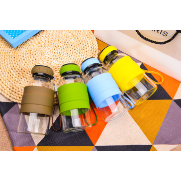 heat resistant water bottle with silicone sleeve